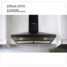 Вытяжка купольная кухонная бытовая 60 см. в стиле Rustico, 115 Вт., 800 м3/ч., воздуховод 120 мм., il Monte KH-DOME 6011 BLACK RUSTICО GOLD